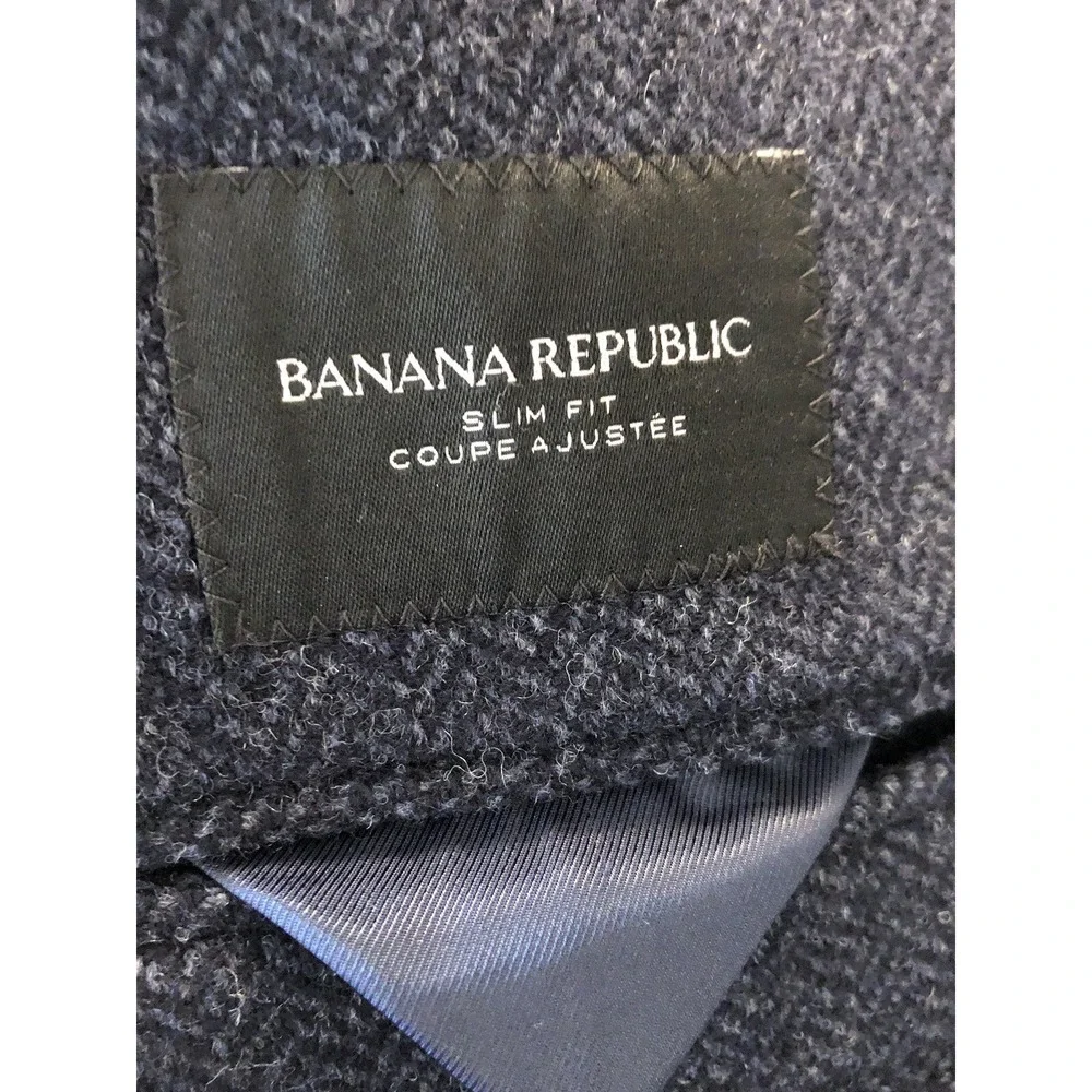 Banana Republic Blazer 40S Blue Wool Tweed Suit Coat Jacket Mario Bellucci Italy